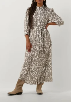 taupe notre-v midi jurk satin dress one