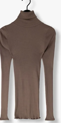 taupe rosemunde coltrui silk t-shirt w/ roller neck