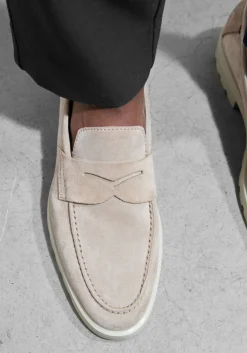 taupe santoni loafers sue penny loafer gz