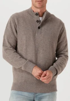 taupe stefano lauran trui half zip l
