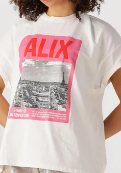 witte alix the label t-shirt ladies knitted photoprint t-shirt