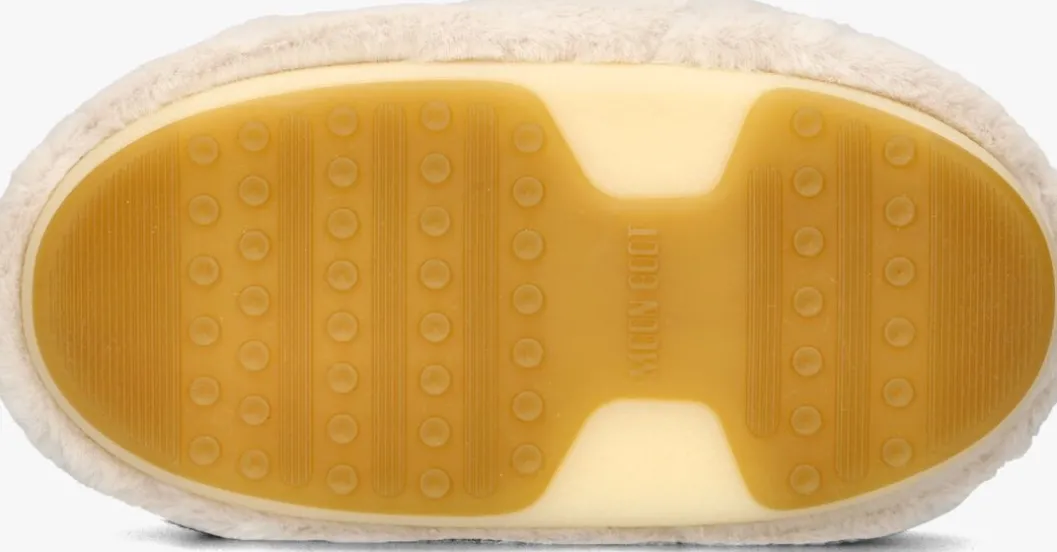 witte moon boot instappers mule faux fur beads