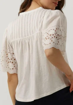 witte ruby tuesday blouses salome blouse with half embro sleeves and round neck