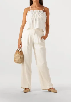witte second female wijde broek lino troussers