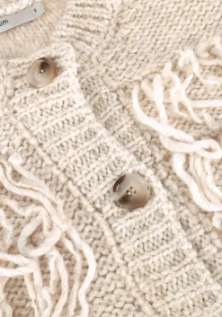 witte summum vest cardigan 3/4 sleeve fringe knit