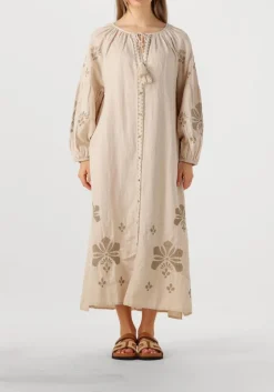 zand summum maxi jurk long dress linen heavy embroidery