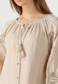 zand summum maxi jurk long dress linen heavy embroidery