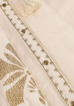 zand summum maxi jurk long dress linen heavy embroidery