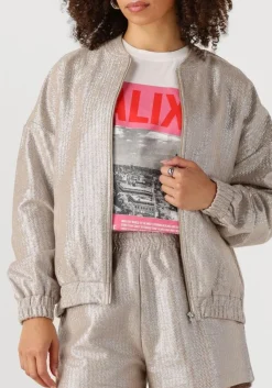 zilveren alix the label jack ladies woven foil jacket