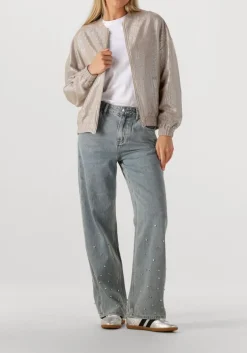 zilveren alix the label jack ladies woven foil jacket