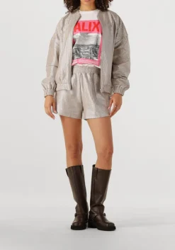 zilveren alix the label korte broek ladies woven foil shorts