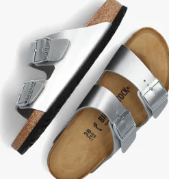 zilveren birkenstock slippers arizona dames