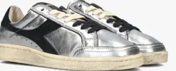 zilveren diadora heritage lage sneakers prestige metal used
