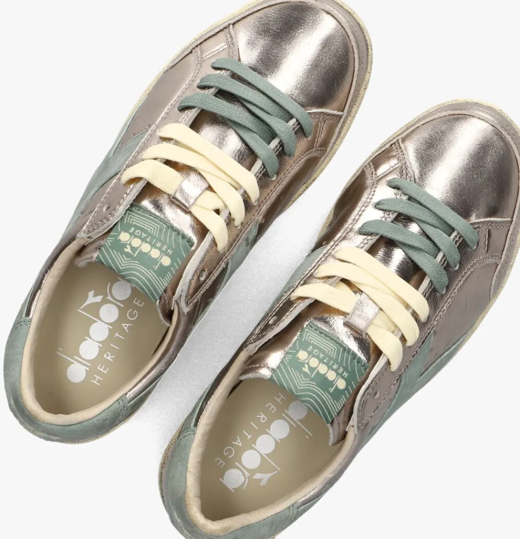 zilveren diadora heritage lage sneakers prestige metal used