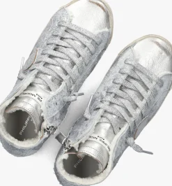zilverkleurig philippe model hoge sneakers prsx high woman