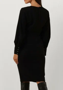 zwarte access mini jurk ruched dress with v neckline