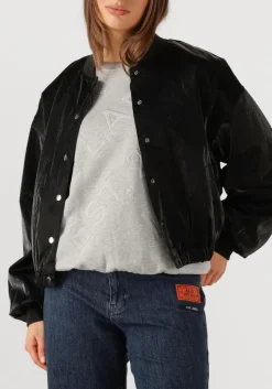 zwarte alix the label jack ladies woven velvet leather bomber