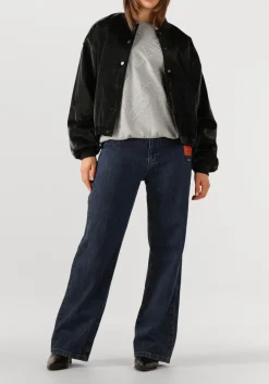 zwarte alix the label jack ladies woven velvet leather bomber