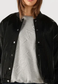 zwarte alix the label jack ladies woven velvet leather bomber