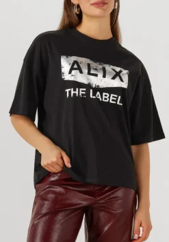 zwarte alix the label t-shirt foil print t-shirt