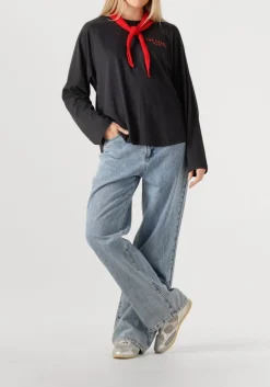 zwarte alix the label t-shirt ladies knitted raglan longsleeve