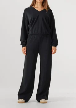 zwarte alix the label wijde broek ladies knitted flowy wide leg pants