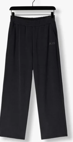 zwarte alix the label wijde broek ladies knitted flowy wide leg pants