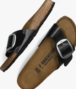 zwarte birkenstock slippers madrid big buckle dames