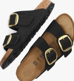 zwarte birkenstock slippers arizona big buckle