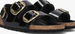 zwarte birkenstock slippers milano big buckle dames