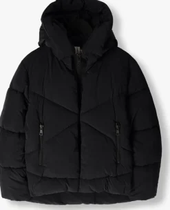 zwarte blonde08 gewatteerde jas korte doorgestikte jas