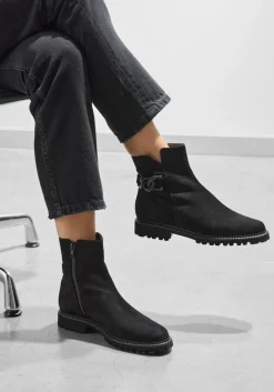 zwarte brunate enkellaarsjes 18271