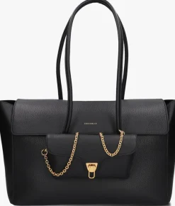 zwarte coccinelle handtas double beat