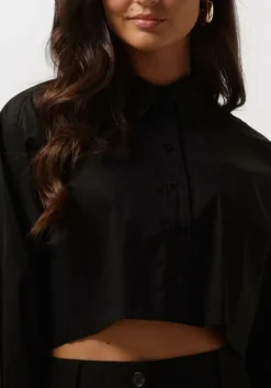 zwarte co'couture blouses cotton crisp cropped shirt