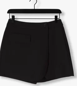 zwarte co'couture korte broek vola wrap skort