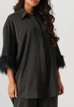 zwarte co'couture mini jurk adna cc feather shirt
