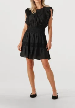 zwarte co'couture mini jurk callumcc frill pintuck dress