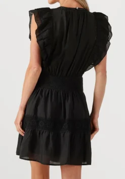 zwarte co'couture mini jurk callumcc frill pintuck dress