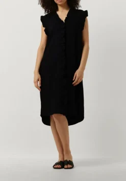 zwarte co'couture mini jurk sueda frill dress