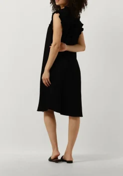 zwarte co'couture mini jurk sueda frill dress