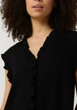 zwarte co'couture mini jurk sueda frill dress