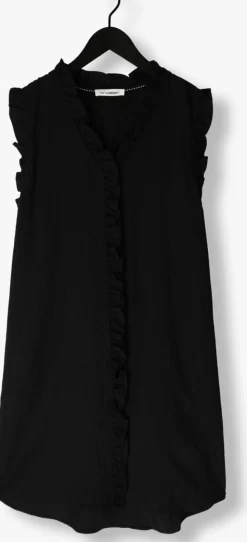 zwarte co'couture mini jurk sueda frill dress
