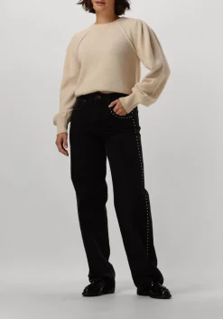 zwarte co'couture straight leg jeans new vika stud long jeans