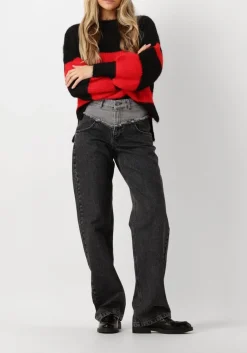 zwarte co'couture trui coralee blok rib knit