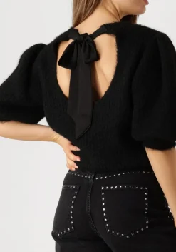 zwarte co'couture trui coralie bow rib knit