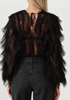 zwarte dante6 blouses phora tulle ruffled top