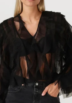 zwarte dante6 blouses phora tulle ruffled top