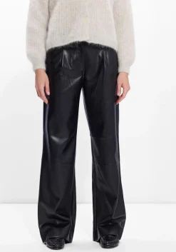 zwarte dante6 wijde broek jules faux leather pants