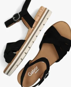 zwarte gabor platte sandalen 083.3