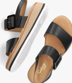 zwarte gabor platte sandalen 744.4